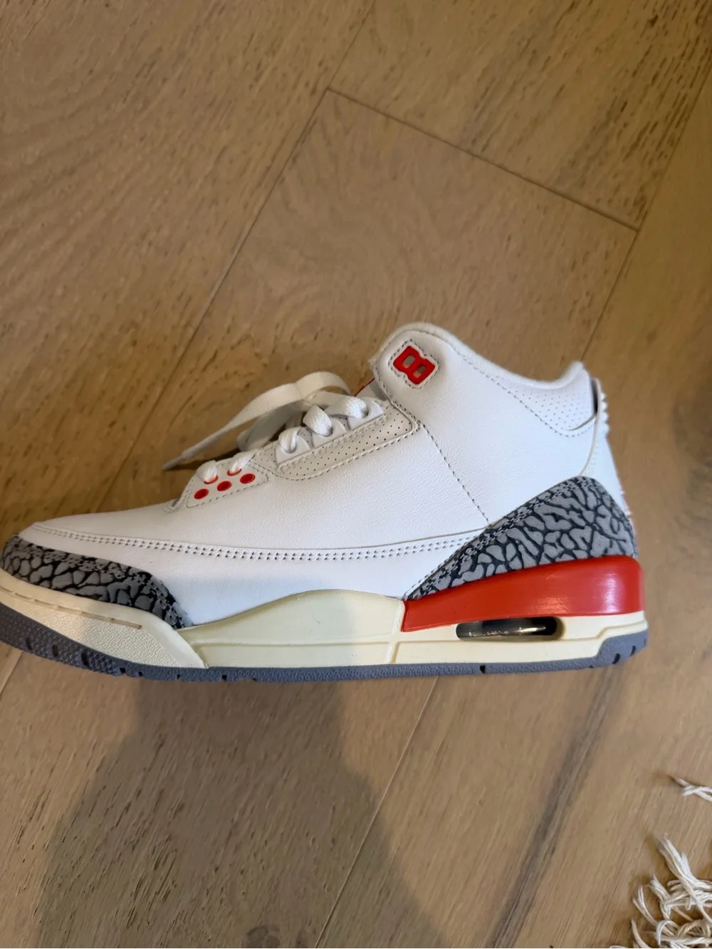 Nike Women's White and Orange Leather Air Jordan 3s